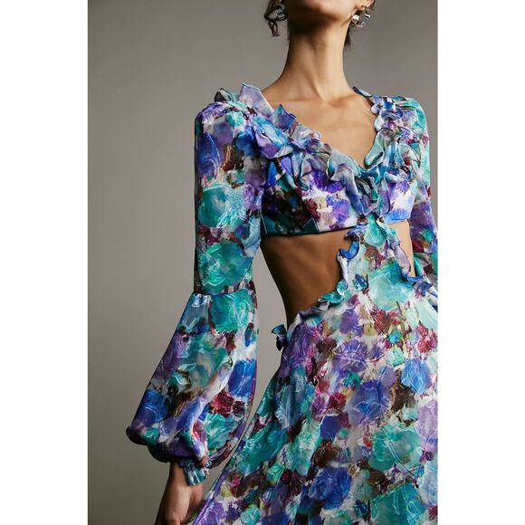 Patbo Blossom Floral Cut Out Chiffon Maxi Dress - Picture 5 of 14